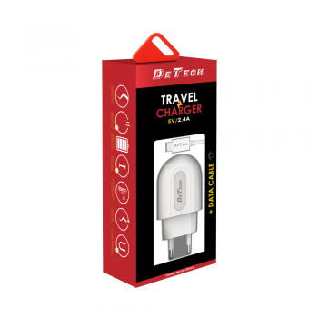 Φορτιστής  DeTech 5V/2.4A 1 x USB καλώδιο Lightning  1.0m λευκό 14134