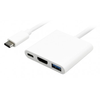 POWERTECH converter Type-C σε HDMI + Type-C + USB 3.0  4K, λευκό