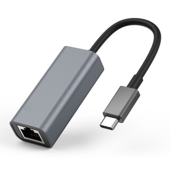 POWERTECH converter USB Type-C σε ethernet  ασημί