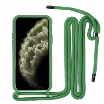Back Cover Σιλικόνης με Λουράκι για Samsung Galaxy A52/A52S/A52 5G - Χρώμα: Σκούρο Πράσινο