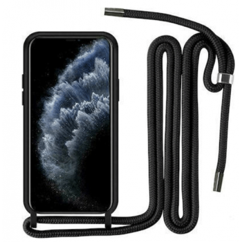 Back Cover Σιλικόνης με Λουράκι για Iphone XS Max - Χρώμα: Μαύρο