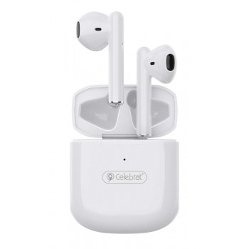 CELEBRAT earphones με θήκη φόρτισης W16, True Wireless, λευκά