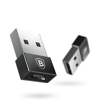 BASEUS ADAPTER EXQUISITE USB MALE TO TYPE C FEMALE 2,4A (CATJQ-A01)BLACK