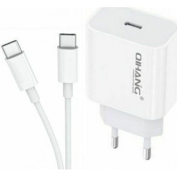 QIHANG Φορτιστής με Θύρα USB-C και Καλώδιο USB-C 20W Power Delivery Λευκός (Z85)
