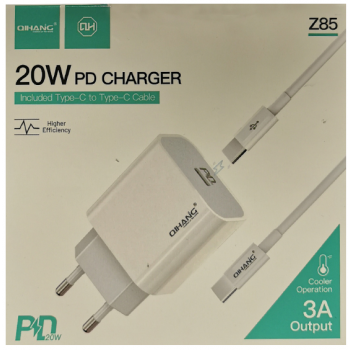 QIHANG Φορτιστής με Θύρα USB-C και Καλώδιο USB-C 20W Power Delivery Λευκός (Z85)